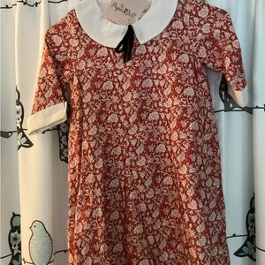 Paper Doll Red and Cream Patterned Kids Dress